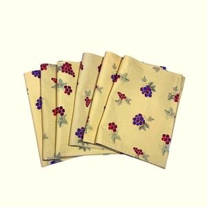 Noble Excellence Set of 6 Cloth Golden Yellow Placemats Grapes Fall Harvest‎ New